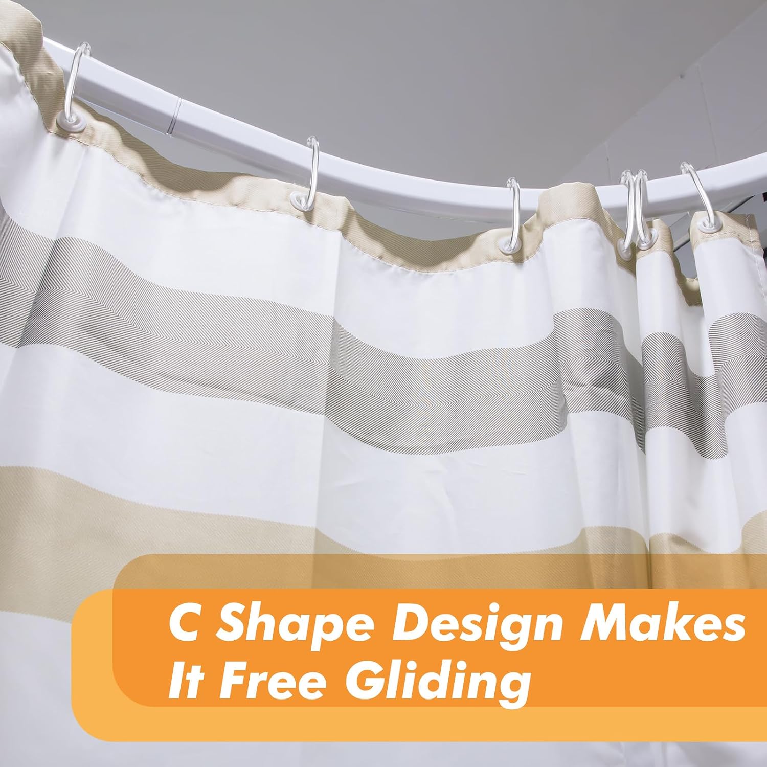 Sintuff 120 Pcs Plastic Shower Curtain Rings Clear C-Shaped Hooks