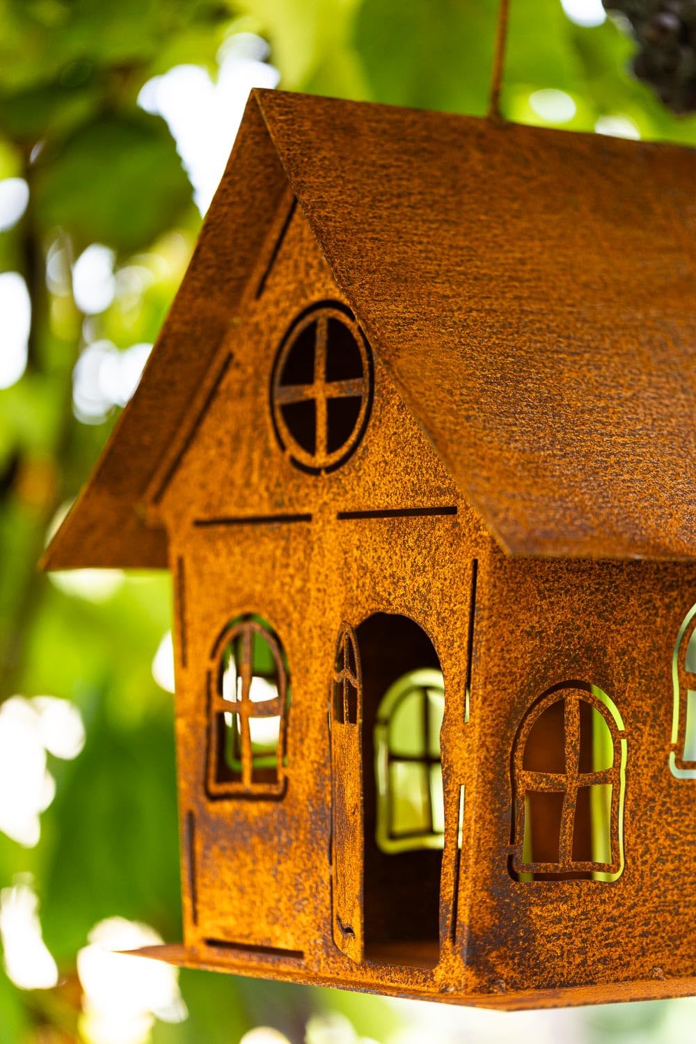 Edelrost Garten Deko Windlicht Vogelhaus Hexenhaus Gartendekoration Dekorieren rostige Dekoration Landhaus Kerzenhalter Vogelfutterhaus sehr massiv