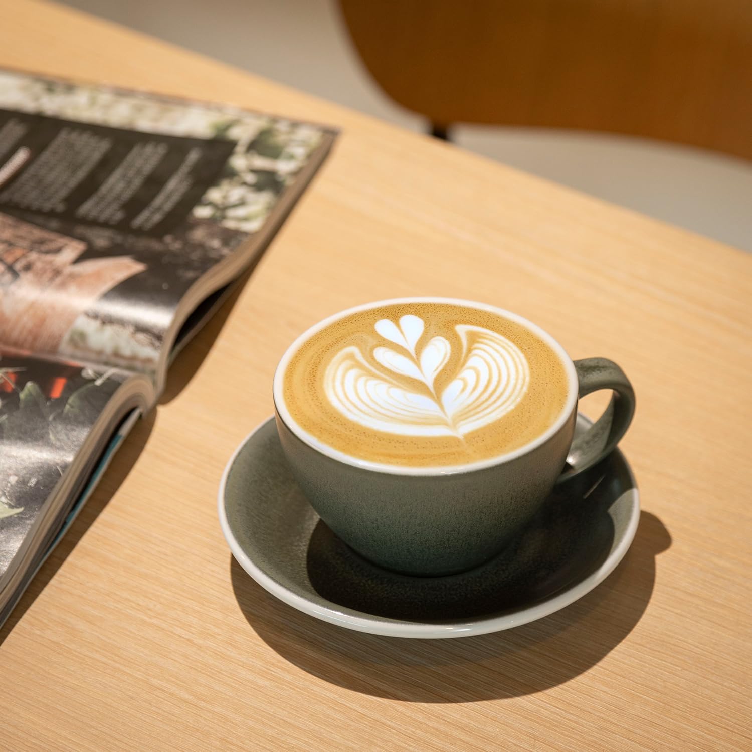 Loveramics Matowy kubek do cappuccino, ceramiczny kubek do latte z podstawką, zestaw kubków z kamionki o grubych ściankach, zestaw kubków Barista Latte do latte, cappuccino, herbaty - kolory mineralne