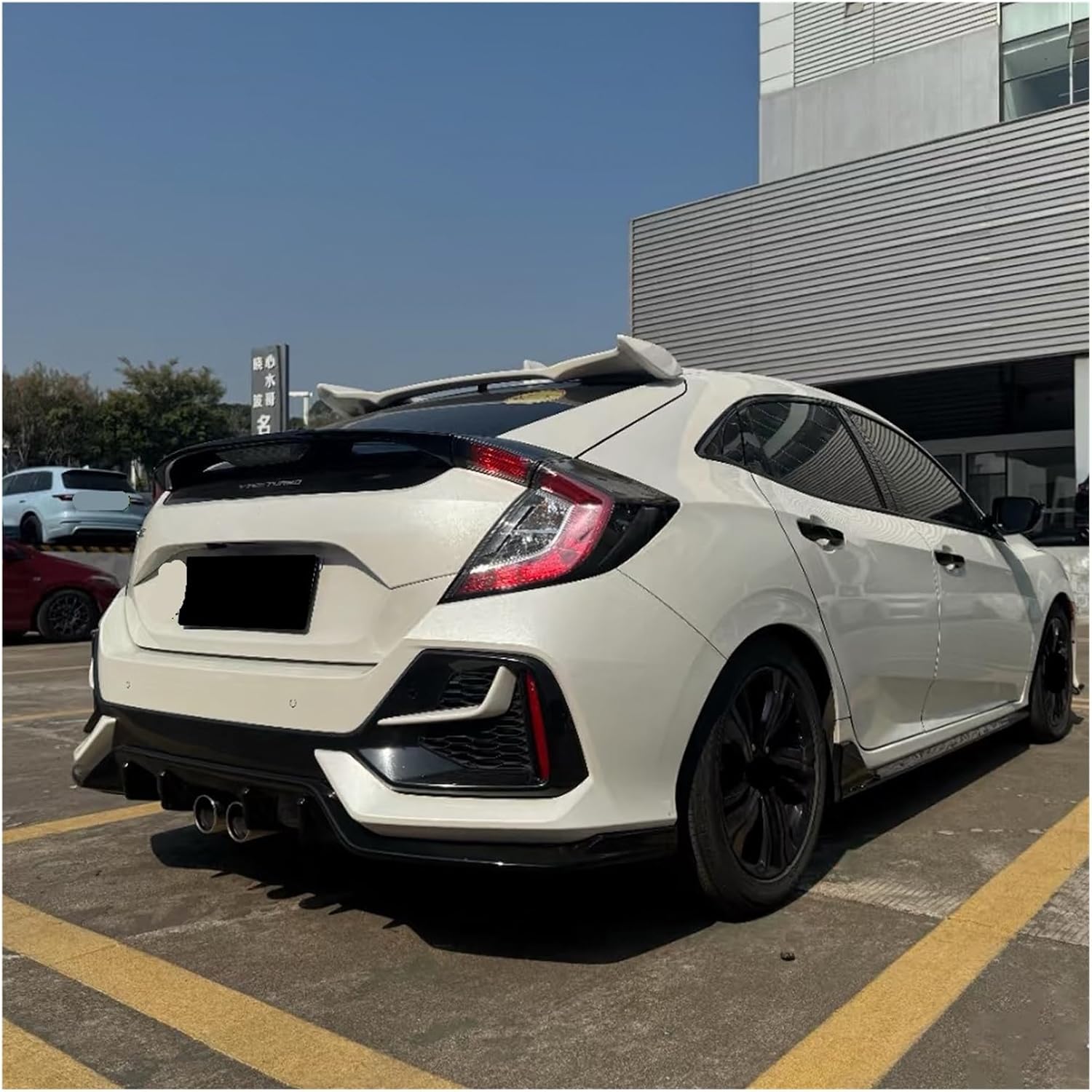 Compatible For Honda For Civic Hatchback 2020 2021 Rear Bumper Fog Light Frame Baffle Cover Bottom Protective Decoration Modification Kit(Rear Right)