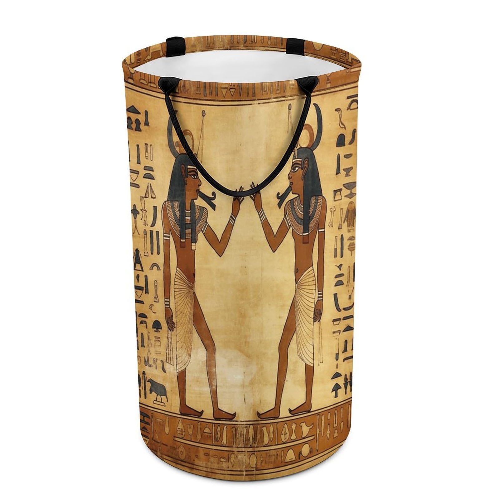 Ancient Egyptian Laundry Basket Large Foldable Laundry Hamper with Handles Freestanding Collapsible Clothes Basket Waterproof Portable Dirty Clothes Hamper for Bathroom 86L