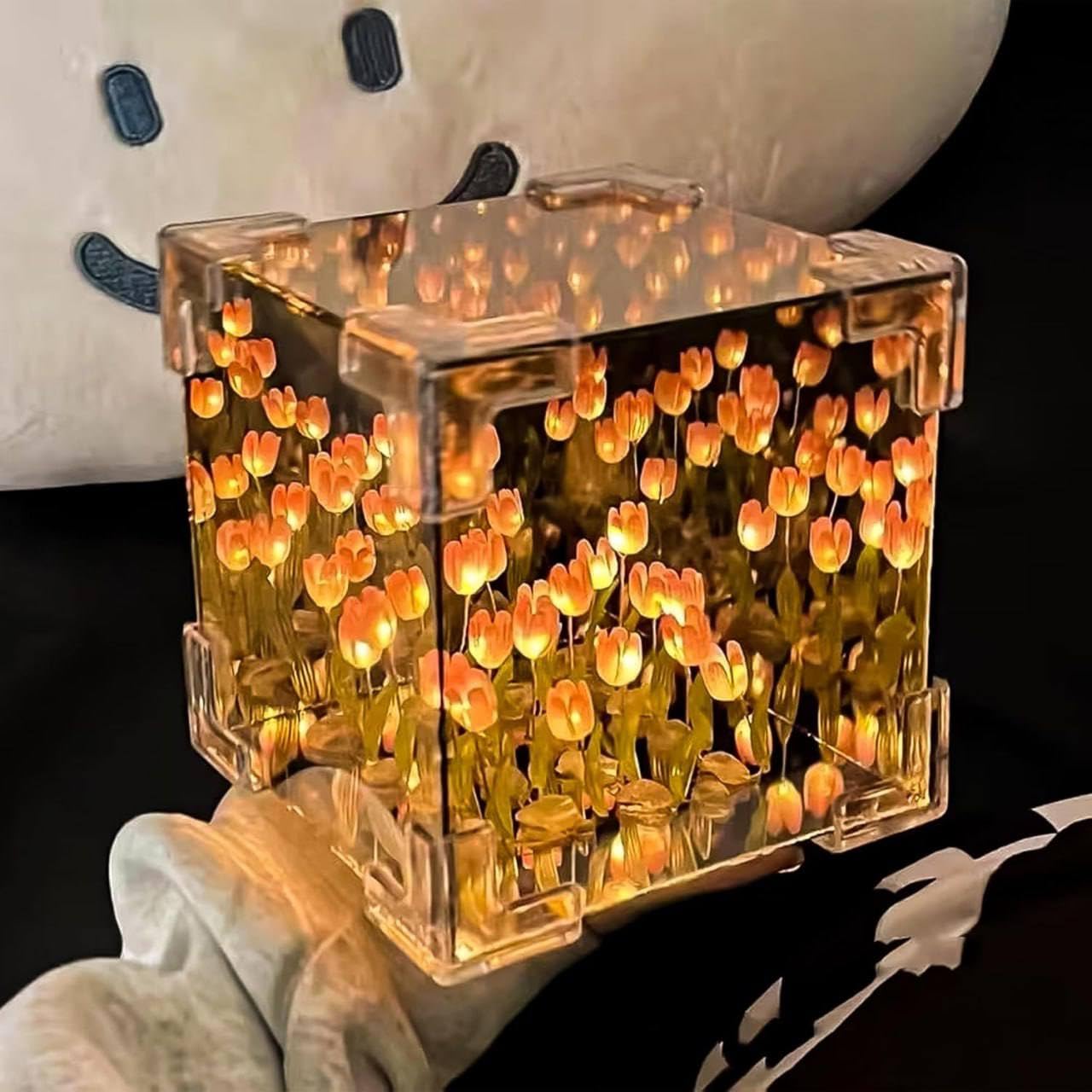 KIDDI CREATE Cube Tulip Lamp | Square Light | Mirror LED Night Light