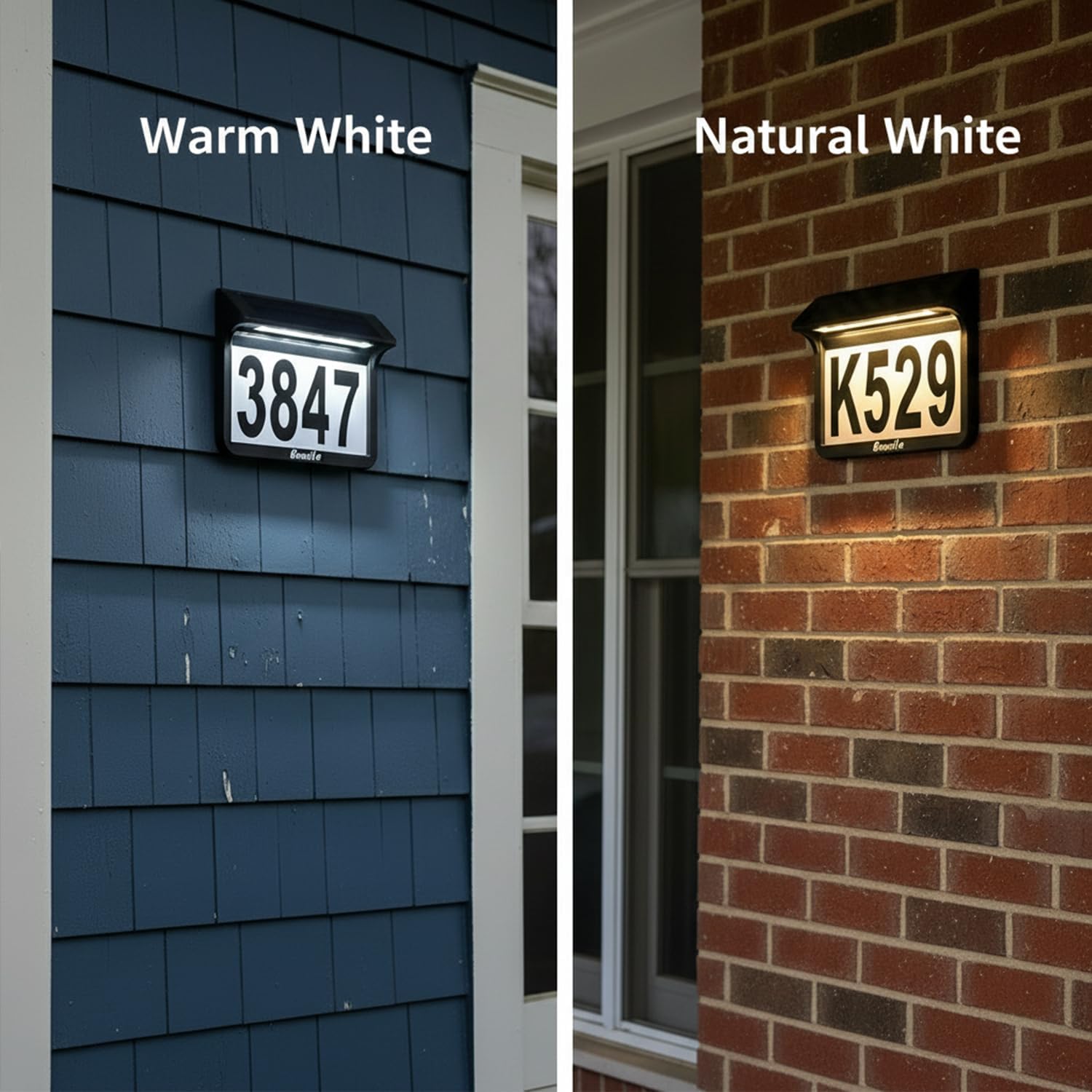 Solar House Numbers for Outside Light Up - 3000K/6000k 2 Modes, Aluminum Waterproof LED Lighted Address Signs for Houses, Solar Powered Wall-Mounted Illuminated Address Plaque for Yard Home