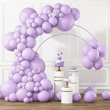 RUBFAC Lavender Purple Balloons Different Sizes 105pcs 5/10/12/18 Inches for Garland Arch, Light Pastel Baby Purple Latex Balloons for Birthday Baby Shower Wedding Party Decorations