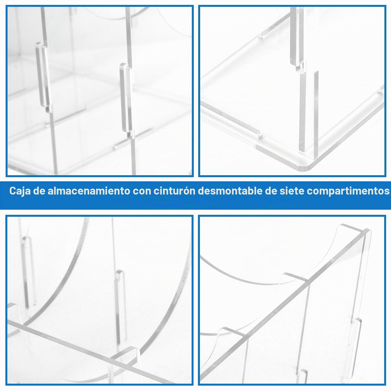 Cinturón De Almacenamiento, 7 Compartimentos, Organizador De Cinturón Acrílico, Caja De Visualización Transparente Apilable Para Uso Doméstico, Soporte Para Cinturóns Para Hombre Para Corbata