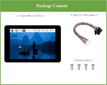 3.5inch Capacitive Touch Display Compatible with Pi 5/4B/3B+/3B/Pico W/Pico 2W/ ESP32 , IPS LCD Screen, 320480 Resolution, 262K Color, Pigo Pin Header and GH1.25 13PIN Cable Two Connection Ways