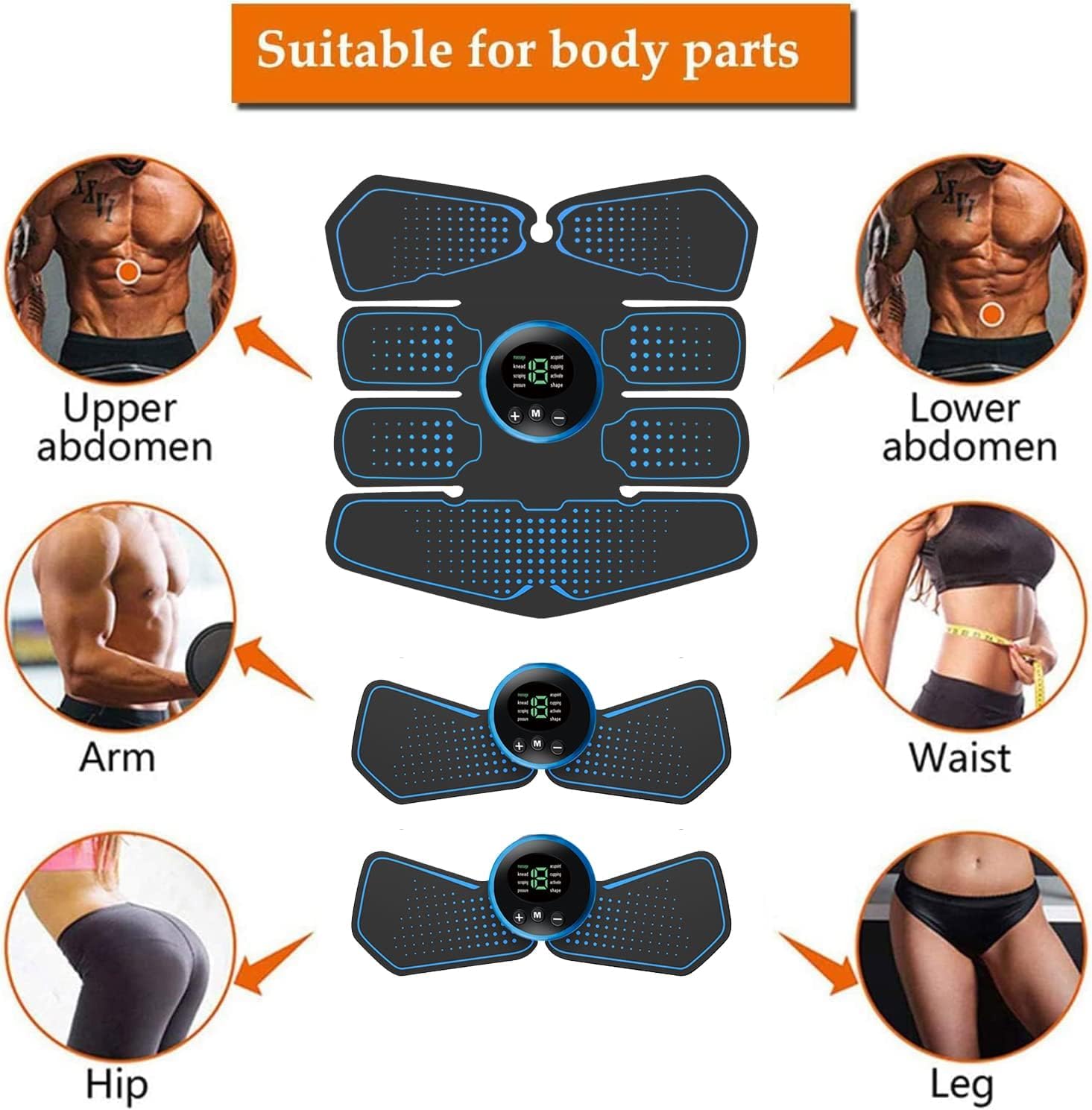 Elettrostimolatore Muscolare, Cintura Elettrostimolatore per Addominali, ABS Trainer/Toner per Addome/Braccio/Vita/Gambe