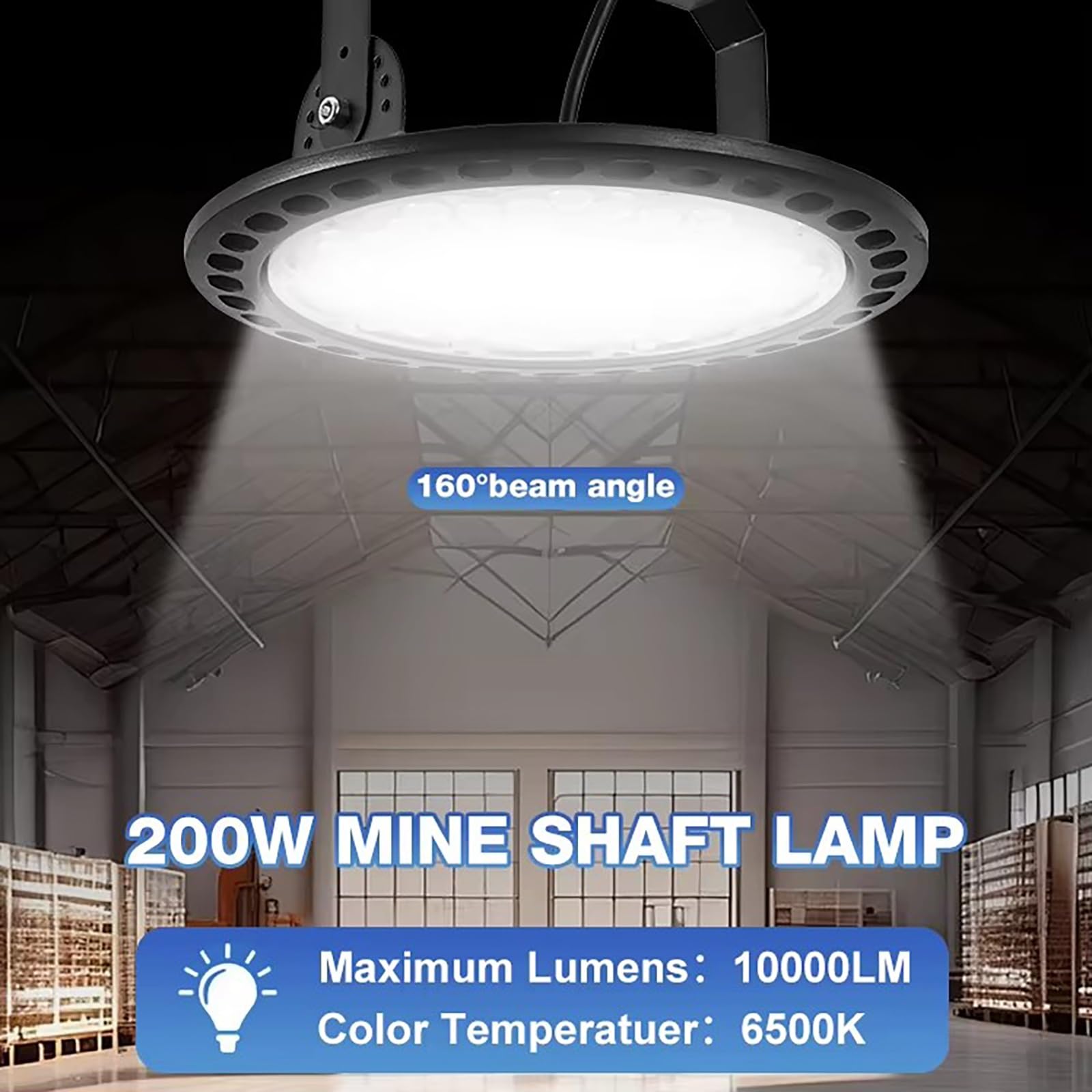 Oświetlenie warsztatowe o szerokim kącie padania światła, ultracienkie lampy High Bay o mocy 18000 lm, superjasne lampy warsztatowe o mocy 6000 K, wodoodporna lampa(150w)