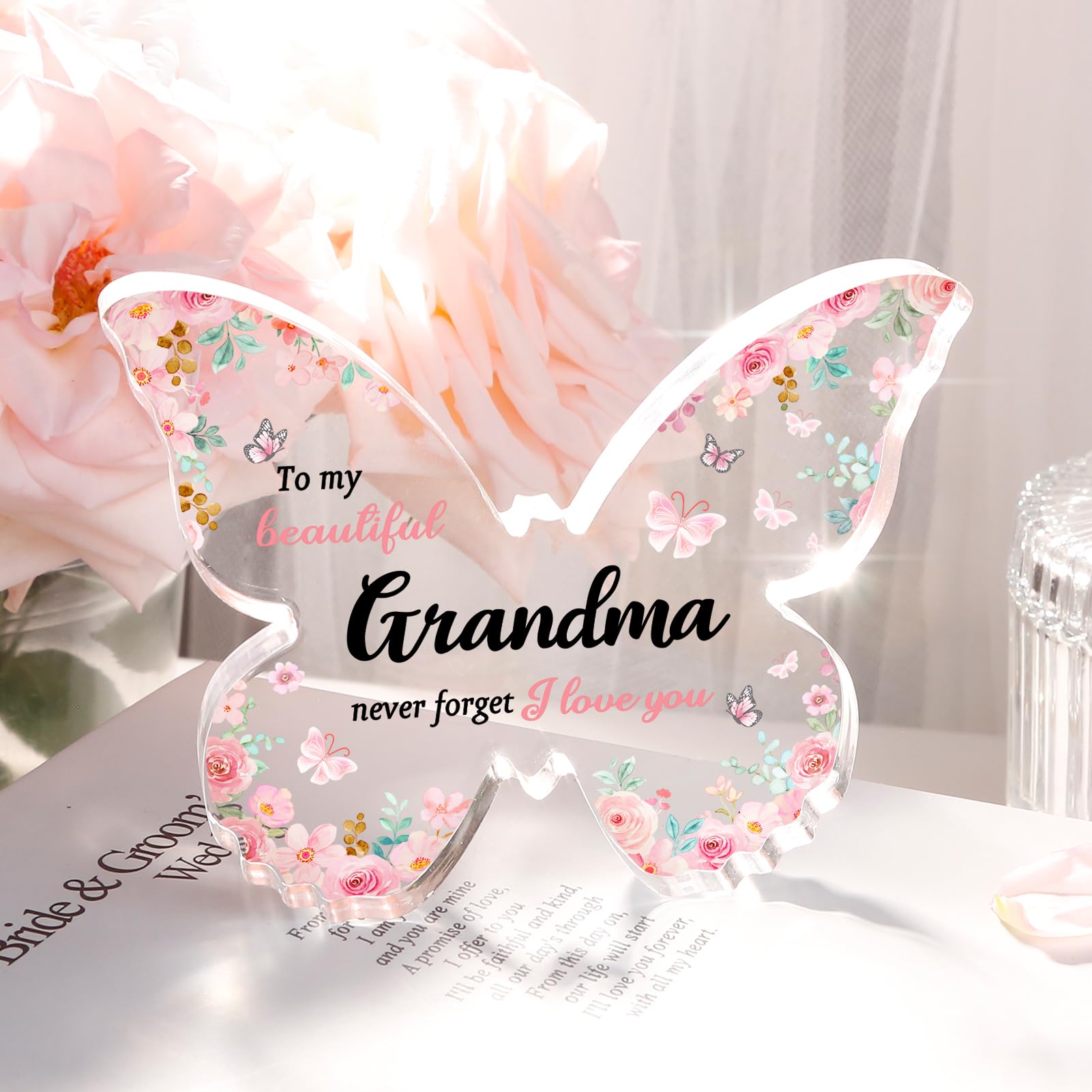 Regalo Personalizado Abuela Regalo Corazón Acrílico Para Abuela - Día Madre, Cumpleaños Y Navidad | Detalle Emocional Regalo Sentimental Abuelita