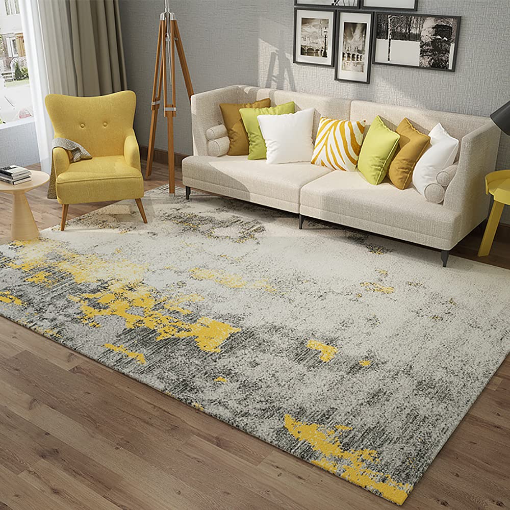 Tapis moderne abstrait grand format pour habiller un grand salon et réchauffer le sol