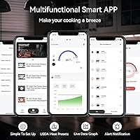 Vista 8 de BFOUR Meat Thermometer Digital Wireless with LCD Booster, Bluetooth Food Cooking Thermometer with Smart App, 524FT Remote Range, 100% Waterproof &
