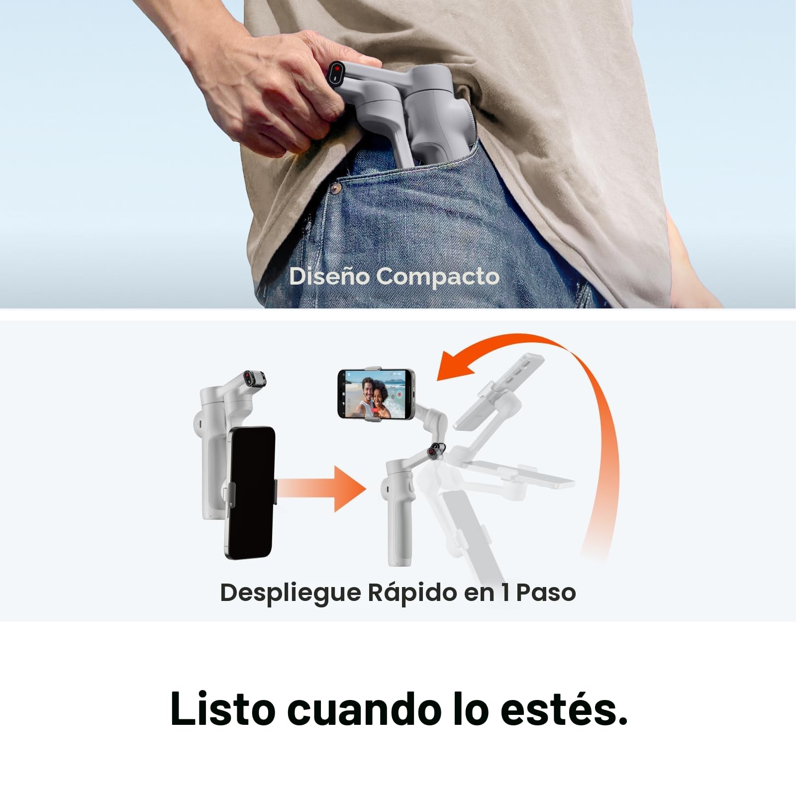Insta360 Flow 2 Pro Gris - Gimbal para teléfonos con IA con Apple DockKit, seguimiento panorámico de 360º, inclinación libre, trípode/selfie stick integrado y estabilizador portátil para vlogs/viajes.