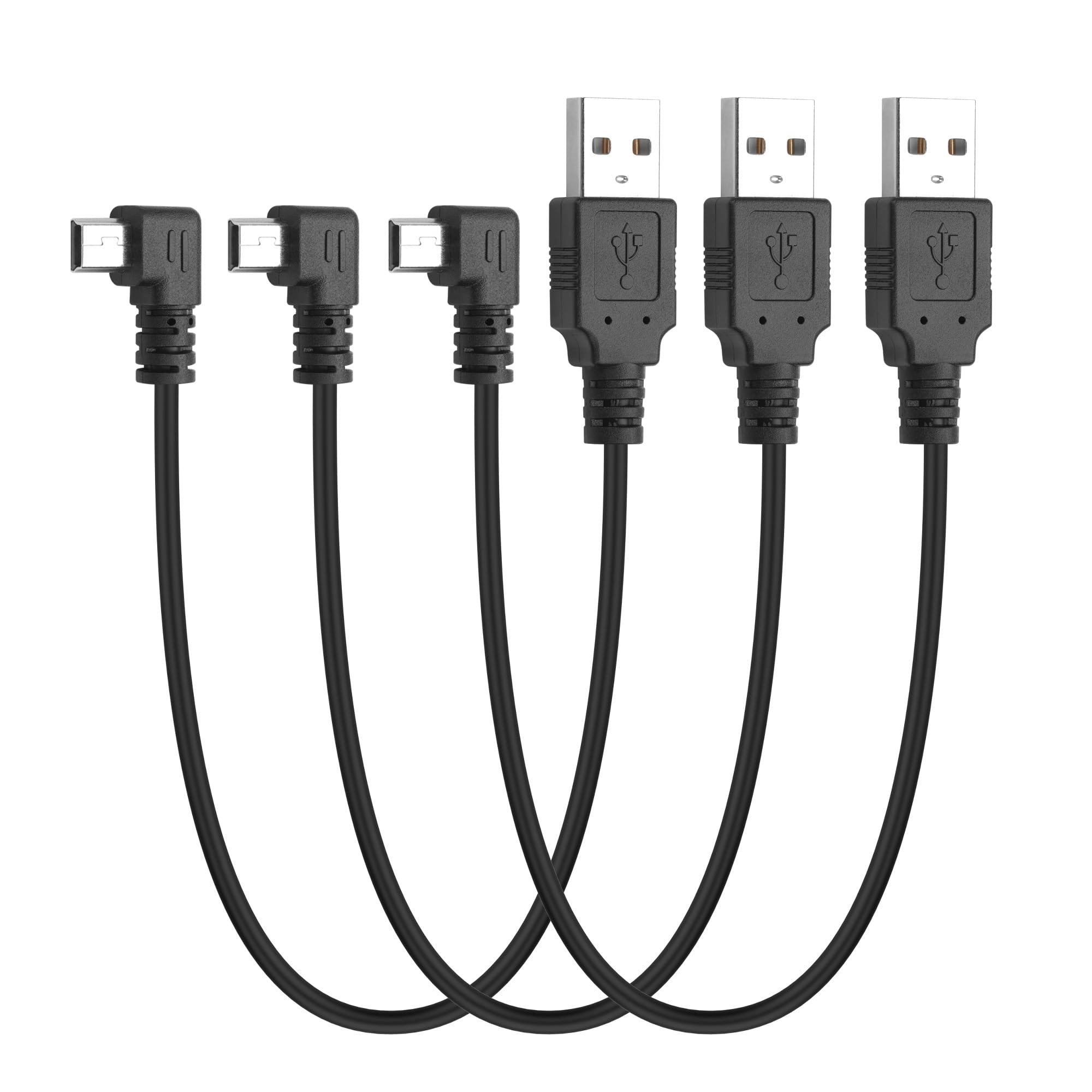 Photo 1 of YACSEJAO 30CM 90 Degree Mini USB Short Cable,3Pcs Right Angle USB A 2.0 to Mini B Data Sync Charging Cable for Dash Cam Driving Recorder,MP3 Players,Camera (Left Angle)