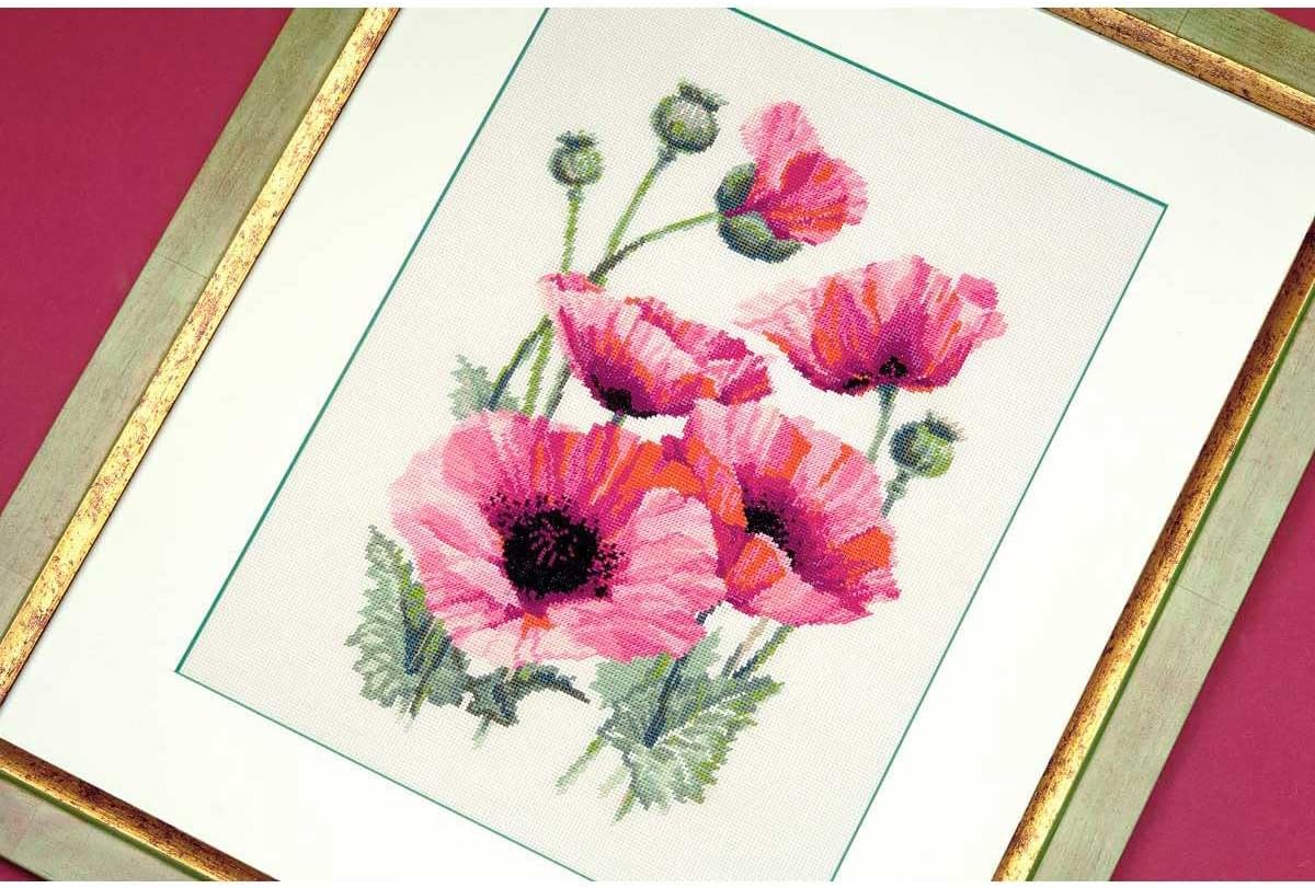 RIOLIS 1775 - ピンクポピー - カウントクロスステッチキット 9&frac34;インチ x 13インチ Zweigart 18カラッ