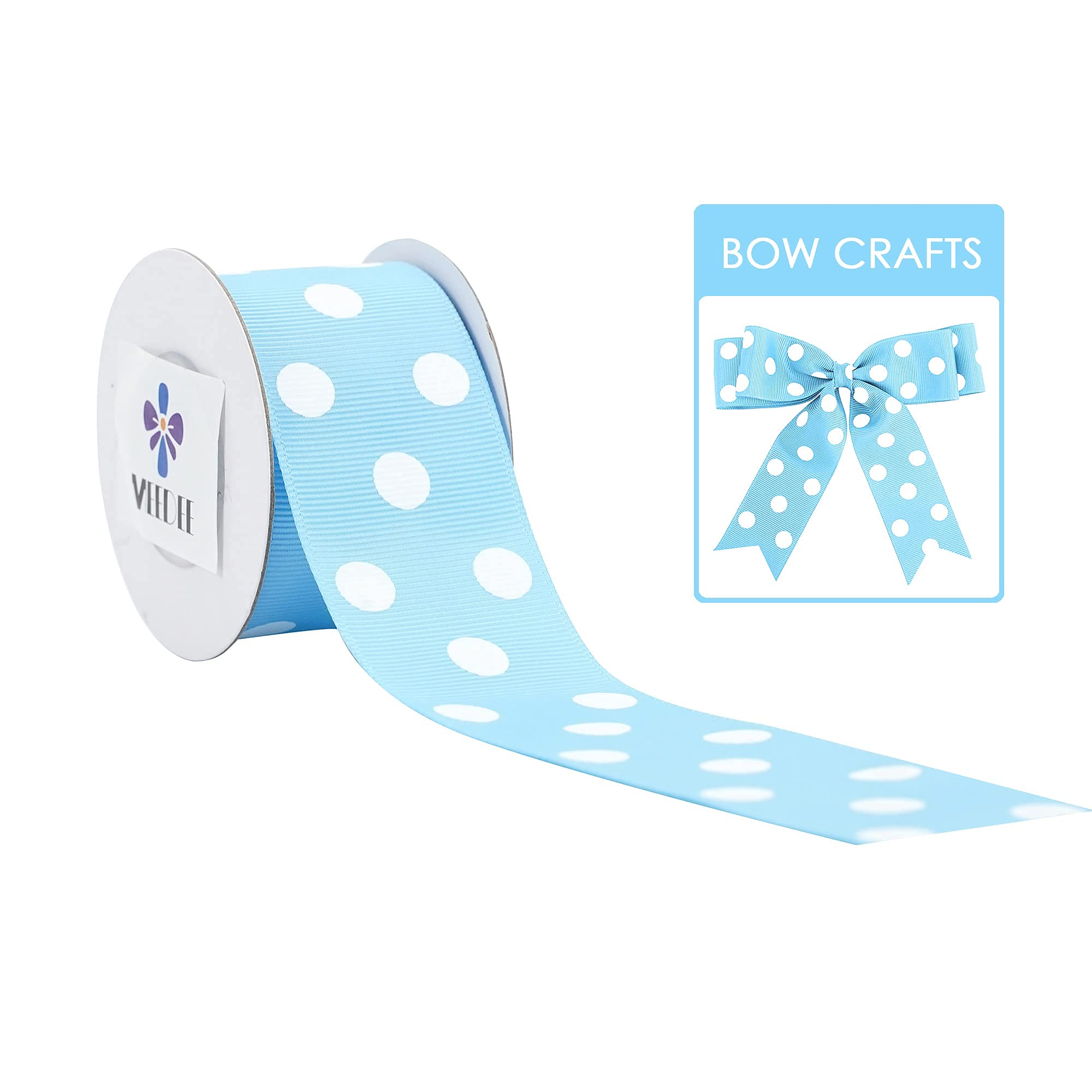 Amazon.com: MEEDEE Light Blue and White Polka Dot Ribbon Grosgrain 
