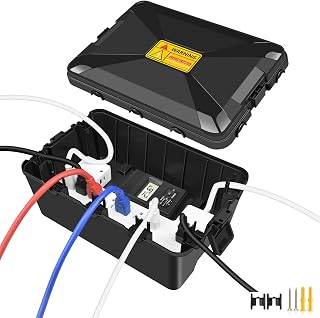 NineLeaf Large Outdoor Electrical Box (12.5 x 8.5 x 5 inch), IP54 Waterproof Extension Cord Cover,Weatherproof Connection Box for Power Strip, Plug, Socket, Timer, Holiday Light Decoration, Black