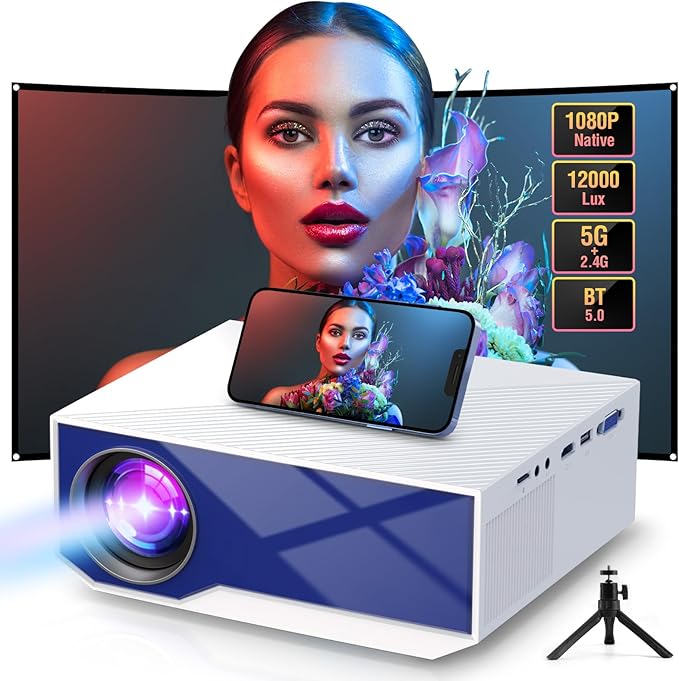 Amazon.com: Projector with Wifi and Bluetooth, Native 1080P 4K ...