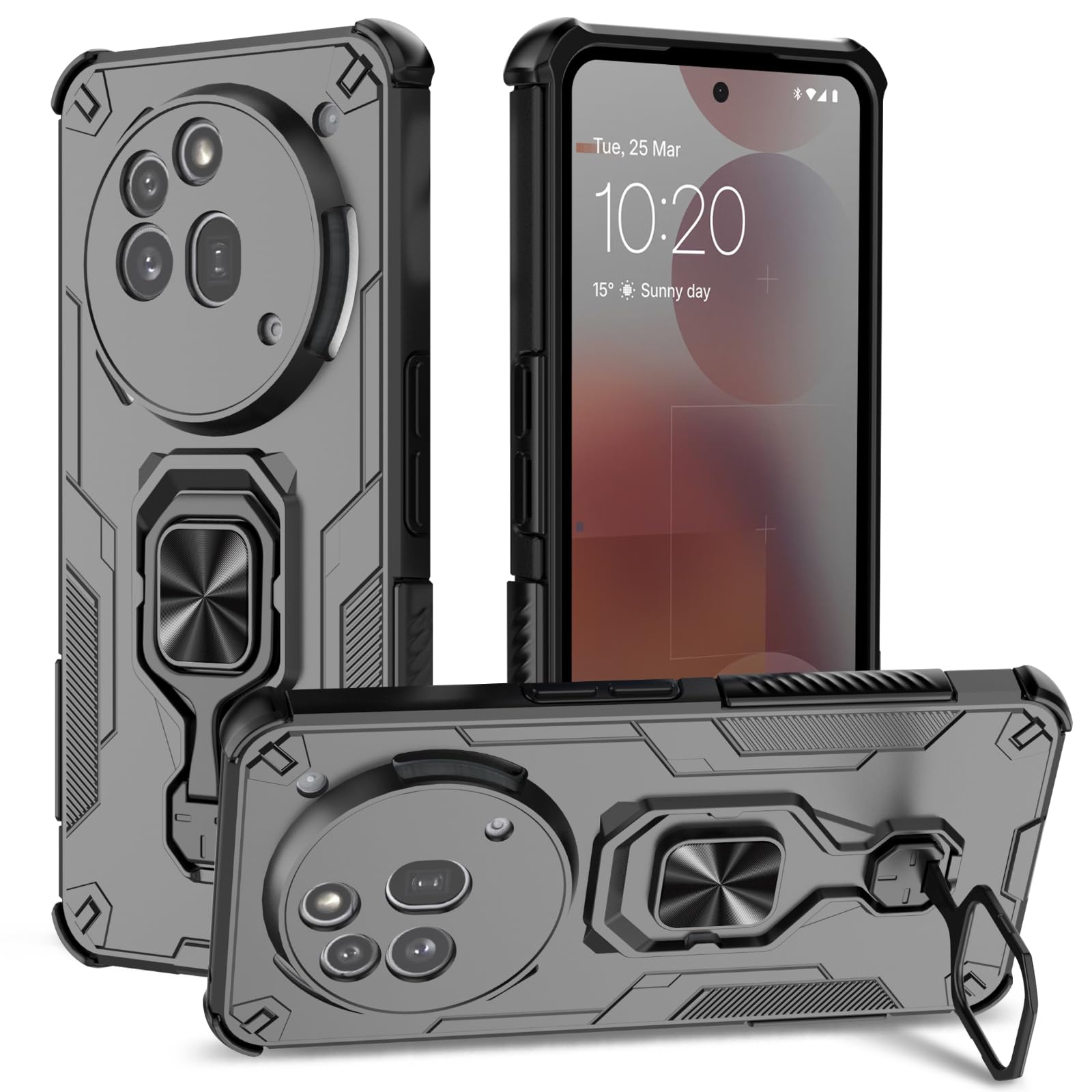Funda para Samsung Galaxy A13 4G con Cristal Templado Protector Pantalla, Carcasa Antigolpes con Soporte anular metálico, Case Protectora de Grado Militar, Negro — view 150