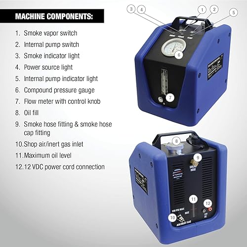 Miniatura 2 de MASTERCOOL (43060-EV) EVAP Máquina de humo de diagnóstico con compresor interno, azul, negro