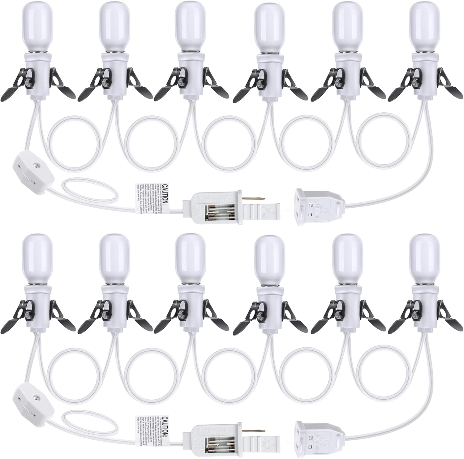 Meonum 2 Pack Accessory Cord with 6 LED T20 Bulbs, Indoor Blow Mold Light White with Switch, E12 Christmas Village House with Fuse, Snow Village Replacement Cord for Holiday Decor