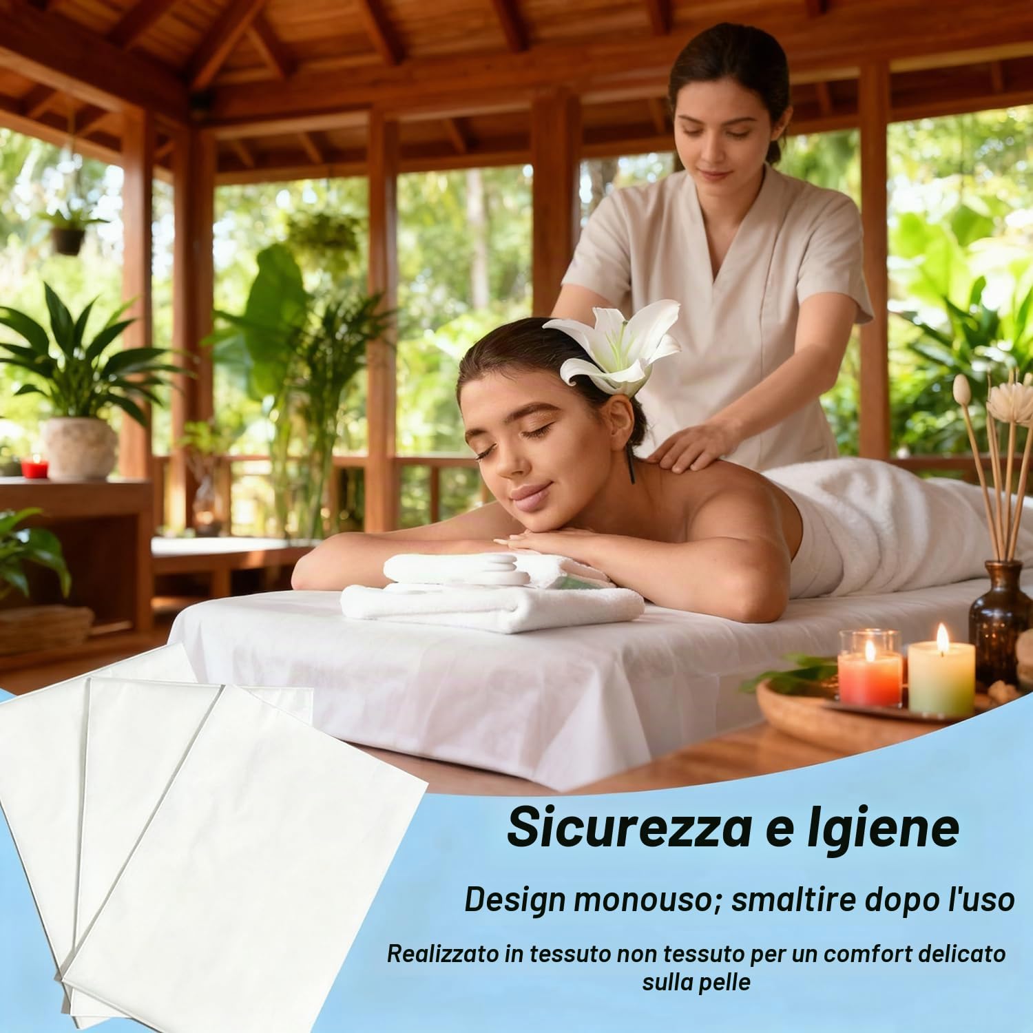 200 Pezzi Lenzuolo Usa e Getta,180 x 80 cm Lenzuola Monouso,per Saloni di Bellezza,Spa,Massaggi,Hotel (Bianco)