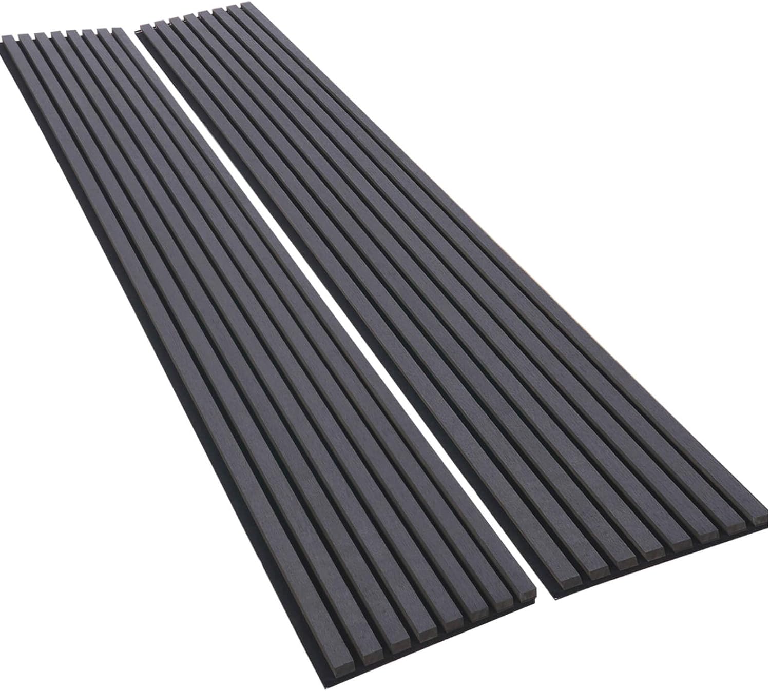 Acoustic Wood Slat Wall Panel - Wood Panels for Wall and Ceiling,3D Wood Wall Paneling for Interior Wall Decor, 94.49 x 12.8inch Fluted Sound Absorbing Panel (Black, 2Pcs)