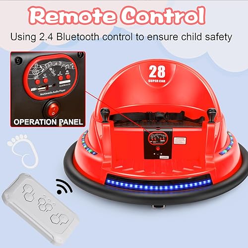 Miniatura 4 de Edostory Coche de parachoques eléctrico de 12 V y 3 velocidades para niños pequeños, autos de juguete para bebés de 1.5 a 8 años, calcomanías de