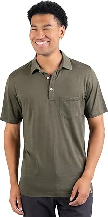 Men's Merino Wool Polo Shirt - Wicking Breathable Anti-Odor
