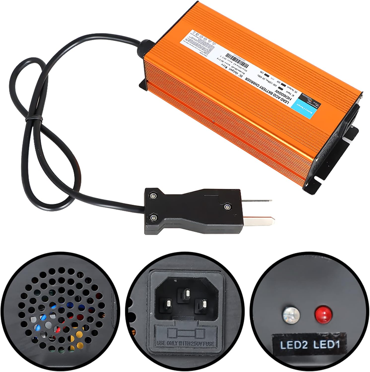 WFLNHB 14A 36 Volt Golf Cart Battery Charger Replacement for EZGO Club Car Yamaha with Crowfoot Plug