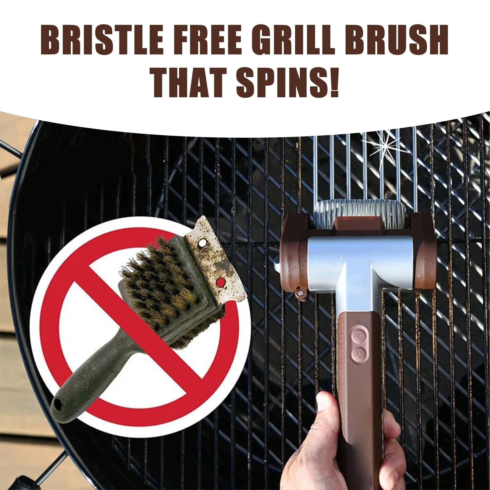 Cepillo limpiador eléctrico de parrilla, recargable con cabezal giratorio y luces LED, ideal para barbacoa, cocina y limpieza al aire libre, eliminación de suciedad y grasa sin esfuerzo