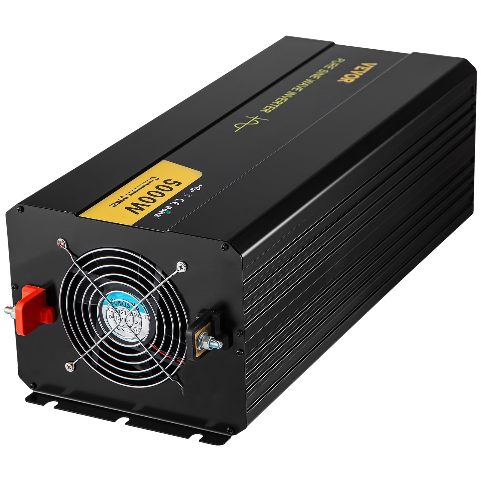 VEVOR Pure Sine Wave Inverter, 5000 Watt, Power Inverter, DC 12V to AC 120V Car Inverter, with LCD Display, USB Port and Remote Controller, Power Converter for Car RV Truck Solar System Travel Camping