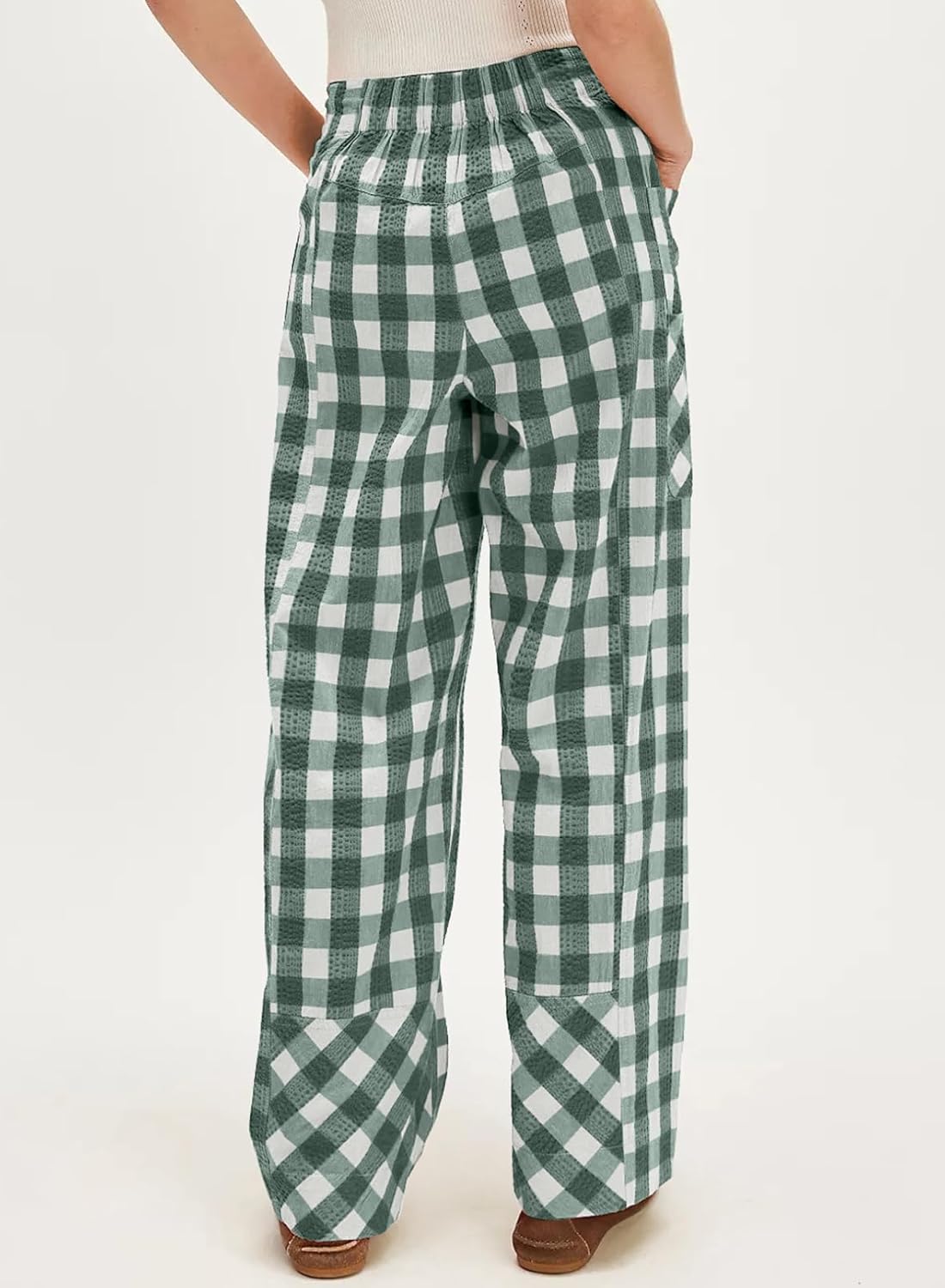 Acelitt Women Checkered Pants with Pockets, S-XXL - Image 2