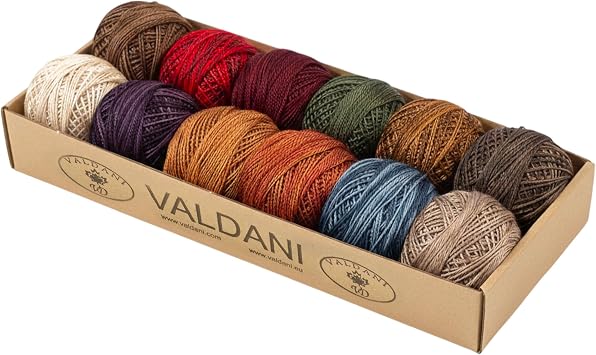 Valdani Perle Cotton Thread Size 12 | Artist Palette | 109 Yards per Ball - Hand-Dyed Embroidery Thread
