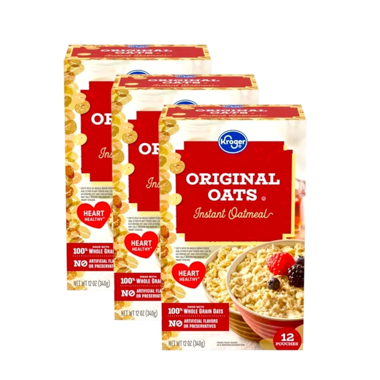 Avena Instantánea Original, Grano Entero, Saludable, Alta Fibra, Pack de 3