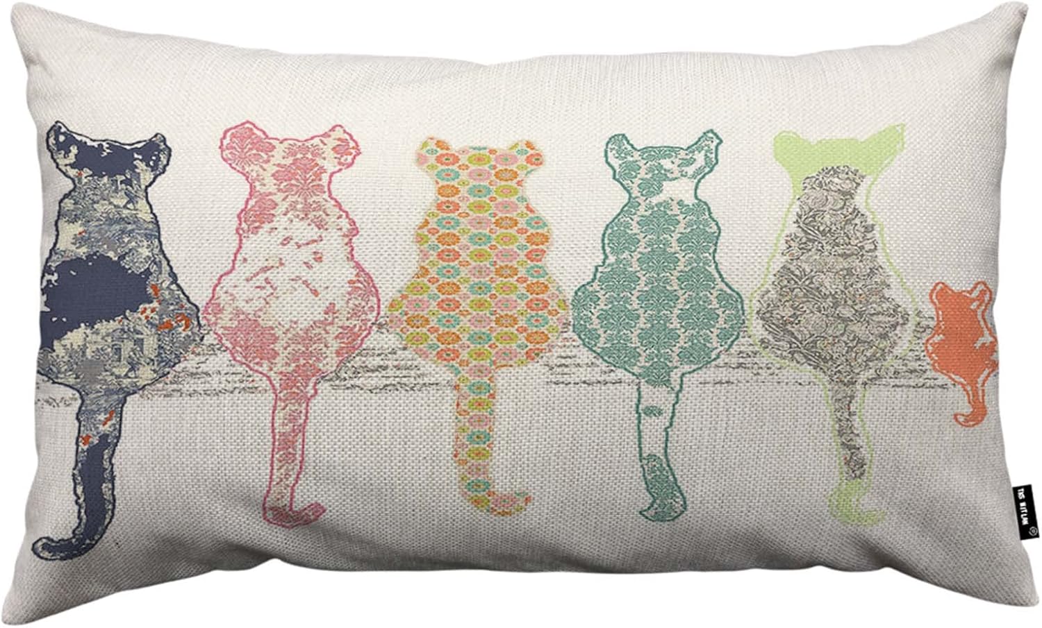 TKS MITLAN Cute Cat Pillow Cover 12x20 inch Colourful Creative Cared Cats Pillows