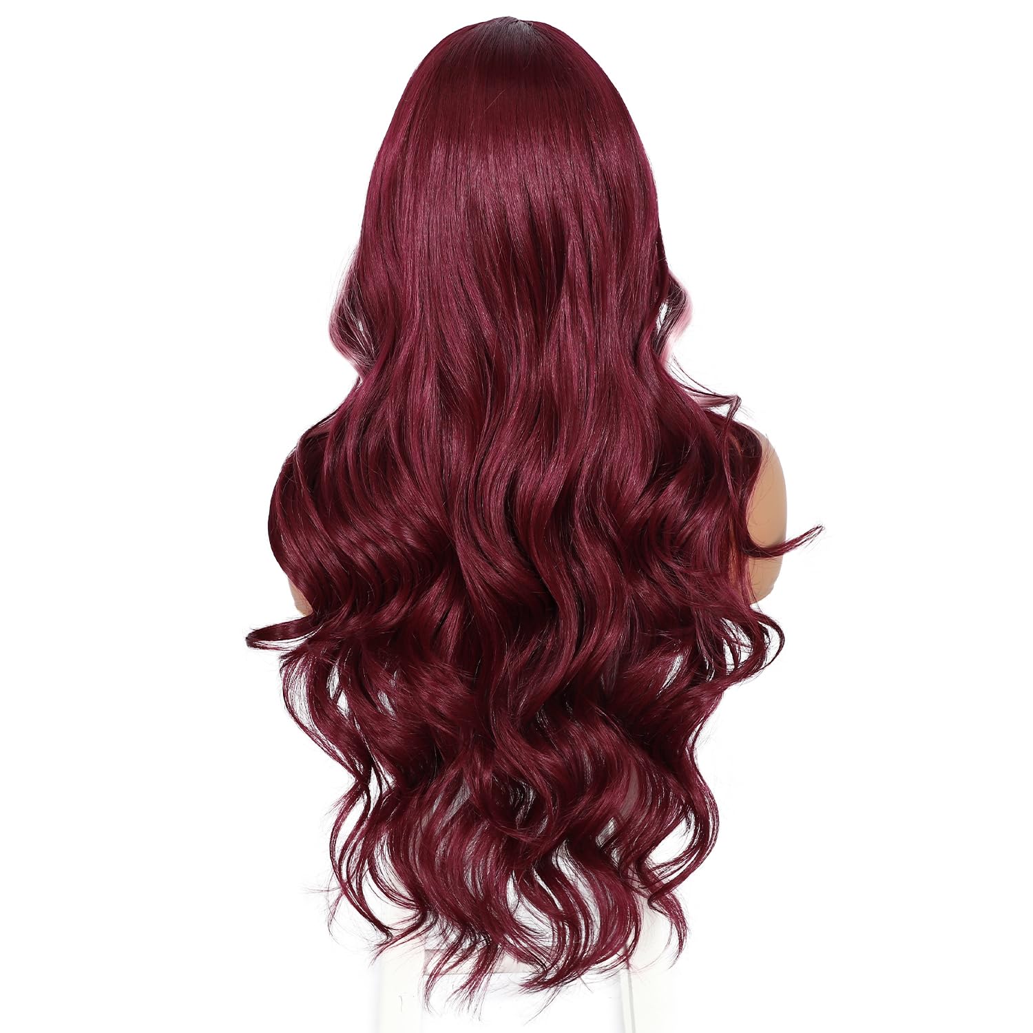 Sapphirewigs Lace Front Wig Burgundy Highlight Synthetic Wigs for Women Body Wave Hair 13x4 Cosplay Party Daily Wear Halloween Christmas Wig 26 inch - Image 3
