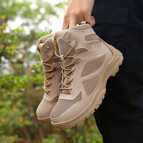 Miniatura 4 de Botas de senderismo transpirables para hombre, antideslizantes, para senderismo, montañismo, ligeras, para escalada en roca, talla grande, Arena