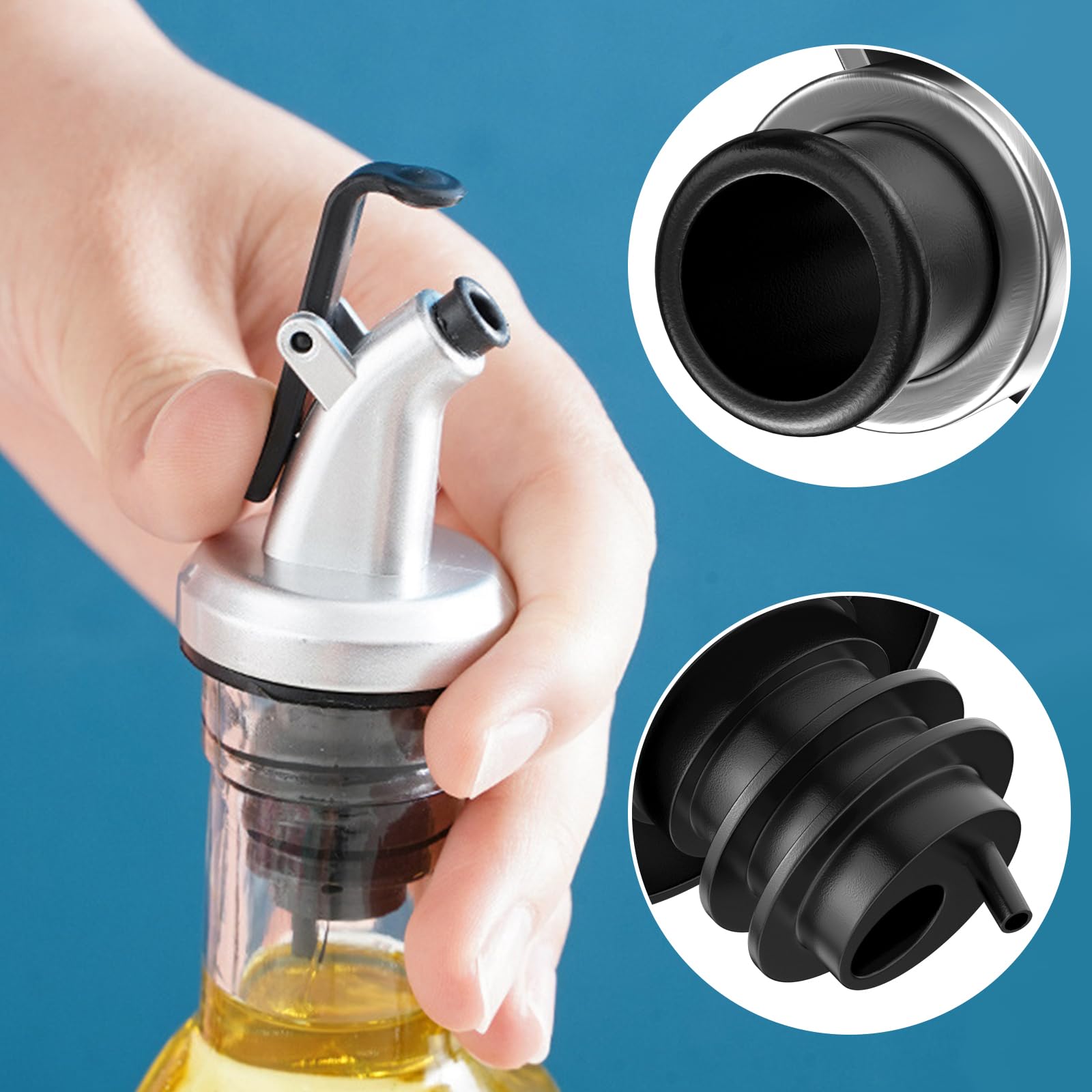Newpop 8 Pezzi Tappo Dosatore Olio, Beccuccio Olio per Bottiglia, Tappo Olio Salvagoccia, Tappi per Bottiglie Olio in Plastica, Versatore d'Olio per Bottiglie, per Olio d'Oliva, Sciroppo, Aceto