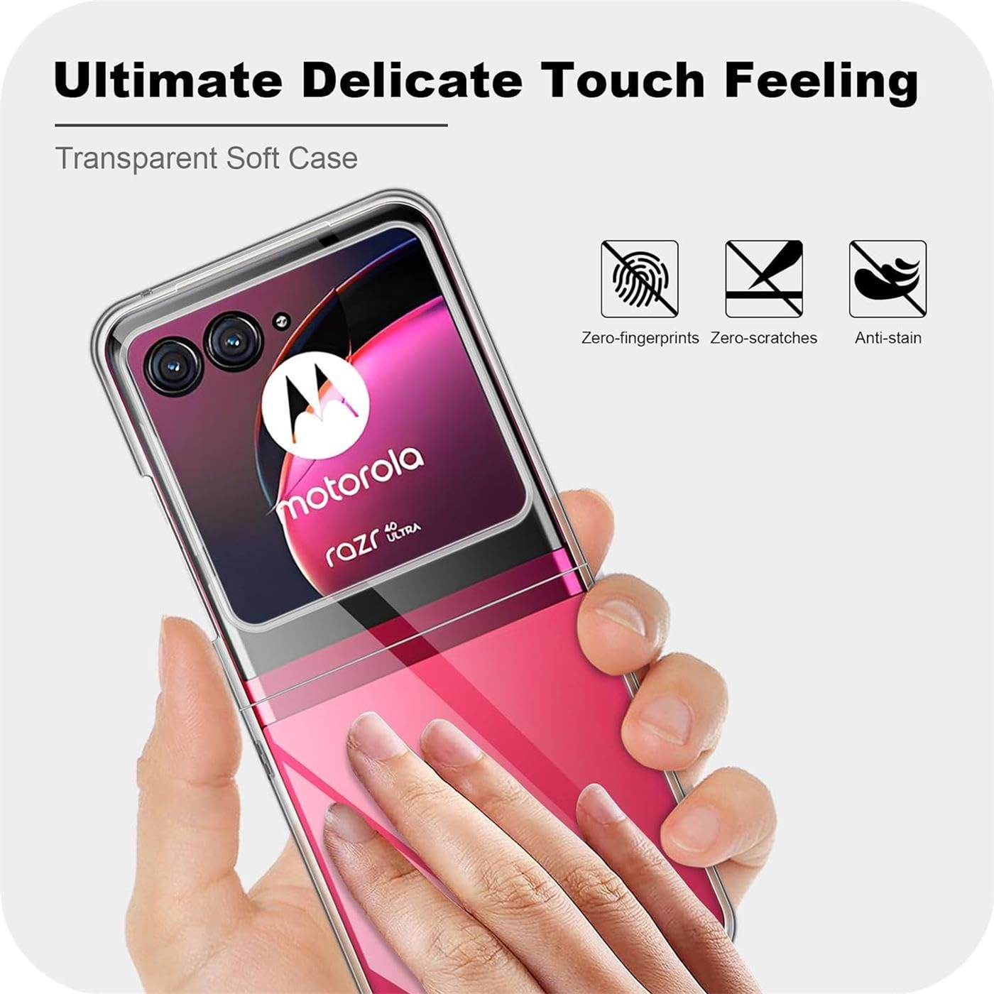 Koelaa Custodia per Motorola Razr 60, Cover Protettiva Antishock con Slot Schede, Protezione Schermo, Sottile, Resistente agli Urto, Case Elegante per Uomo/Donna-Rosso