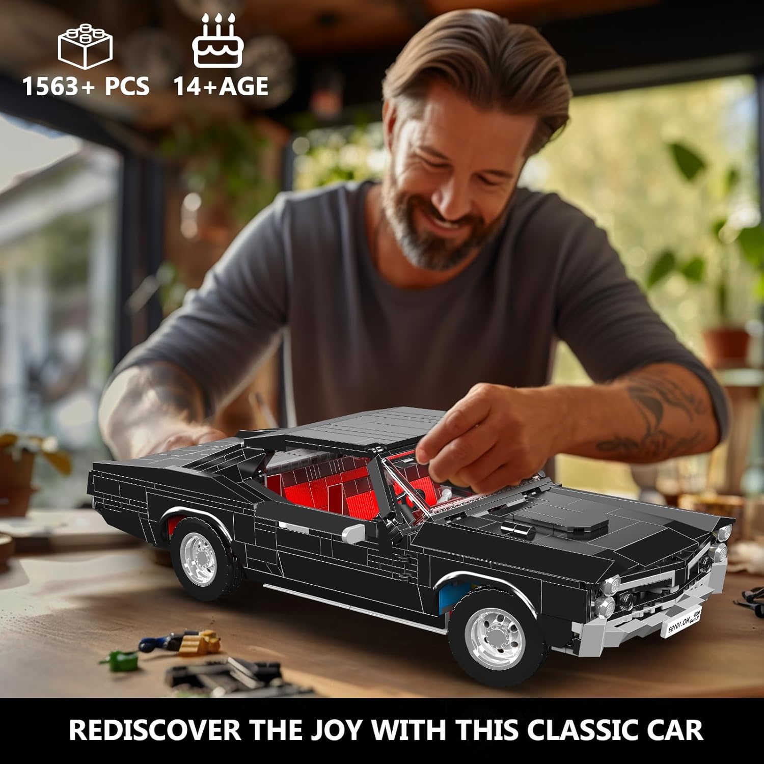 Mould King 10199 Sports Car Building Block Kits, MOC Classic Vintage Car Model Building Sets, Gift for Age 14+/Adult Collections Enthusiasts (1563+ Pieces, Static Version)