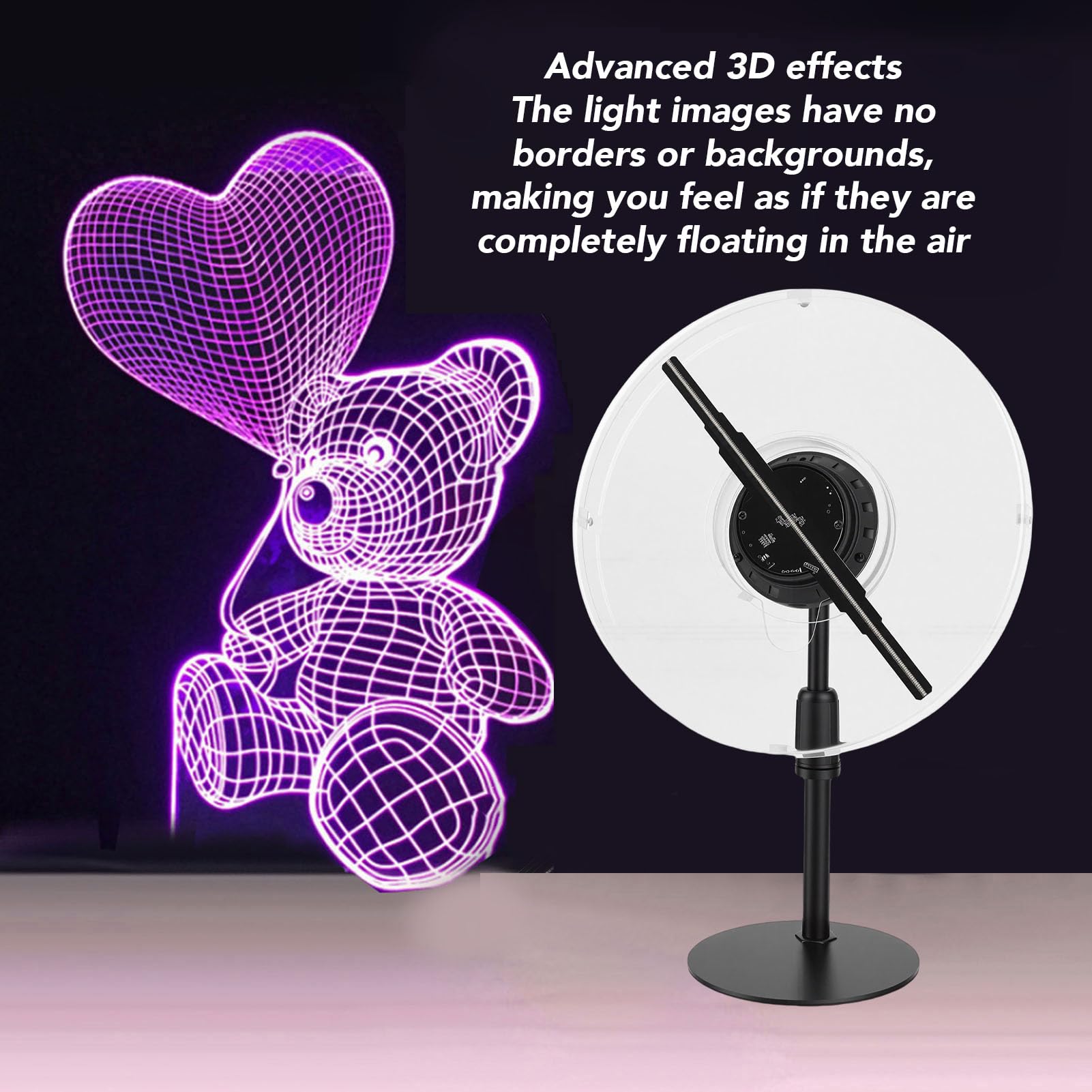 LICAEVEY Ventola con Ologramma 3D da 9,1 Pollici per Negozi Aziendali, Bar, Centri Commerciali, Ristoranti, Eventi, Editing di Immagini Video Personalizzate con Software per PC di (Spina europea)