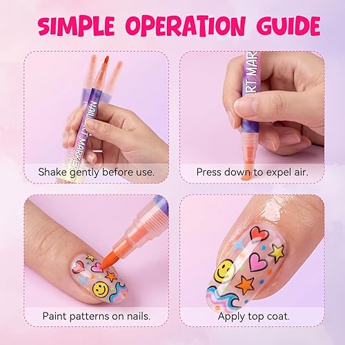 Miniatura 4 de Juego de bolígrafos de 12 colores para arte de uñas, bolígrafos de esmalte de uñas 3D de 0.028 in, secado rápido, de larga duración e impermeables,