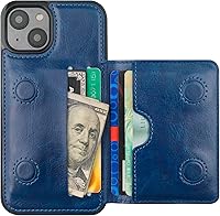 Vista 11 de KIHUWEY Funda compatible con iPhone 14, tarjetero de cuero de primera calidad, cierre magnético oculto, duradero, a prueba de golpes, para iPhone 14