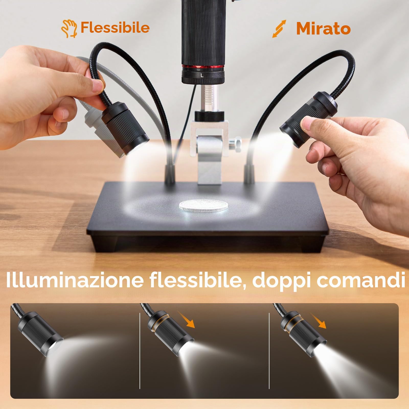Elikliv Microscopio Digitale 4K per Saldatura: TL301 Max con Lenti Magnetiche 3-in-1, Schermo IPS da 10,1", Luci Laterali, Supporto da 10", Compatibile con PC/TV, 64 GB