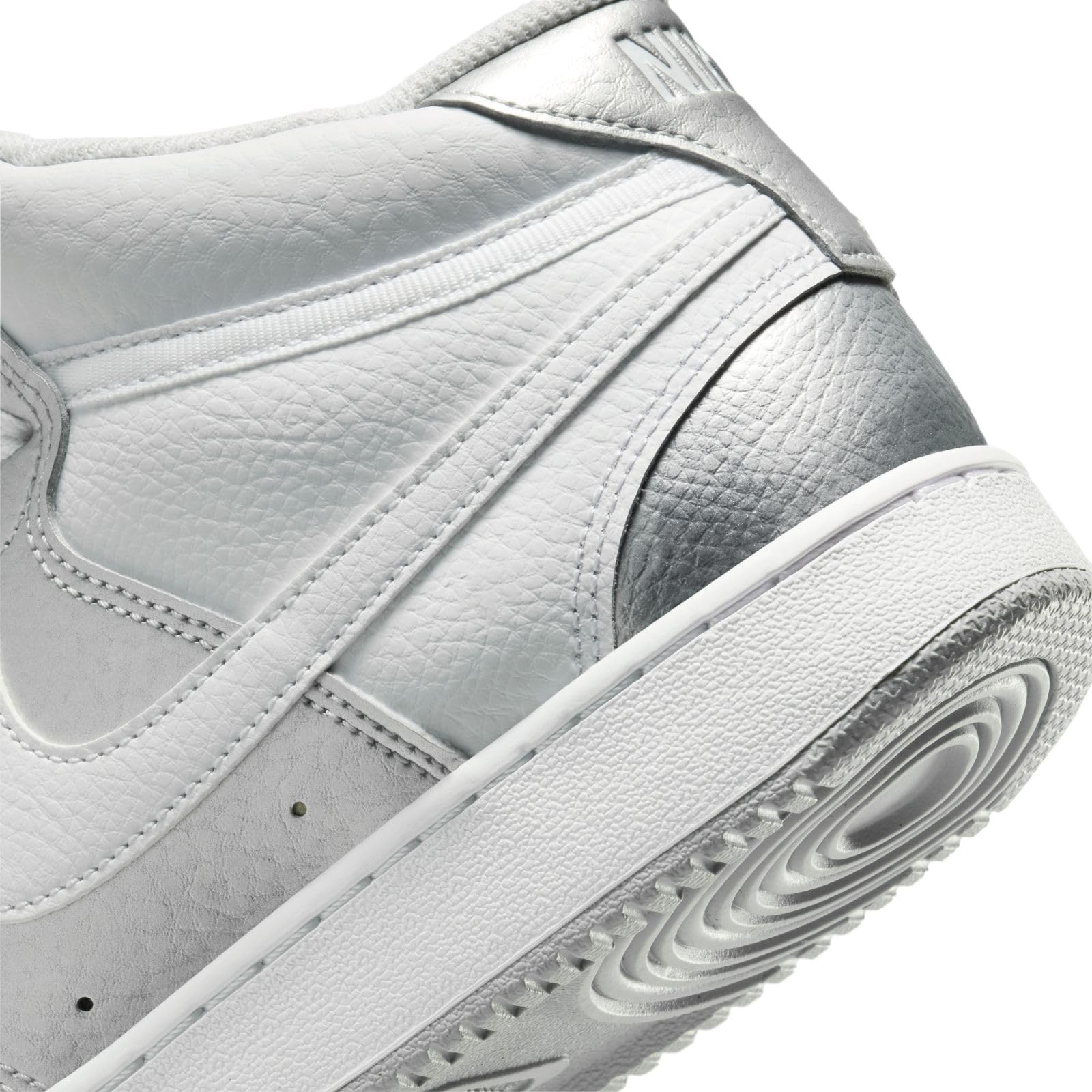 Nike Women's Court Vision Mid Trainers, White metallic silver, 6.5 Women
