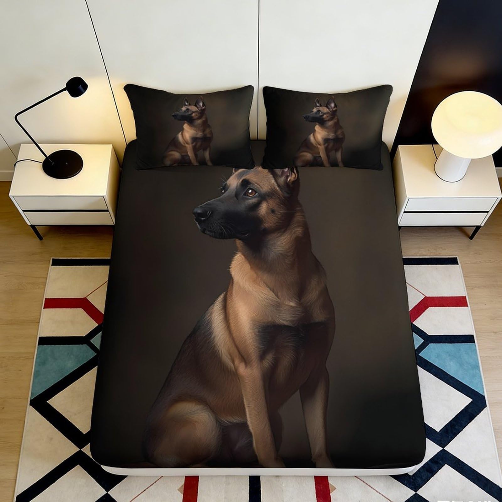 Jqzkxnhpbr Style-6 3D Printed Belgian Malinois Fitted Sheet Microfiber Animal Art Bed Sheet For Bedroom Guestroom Easy Care Protection 90X200x25cm