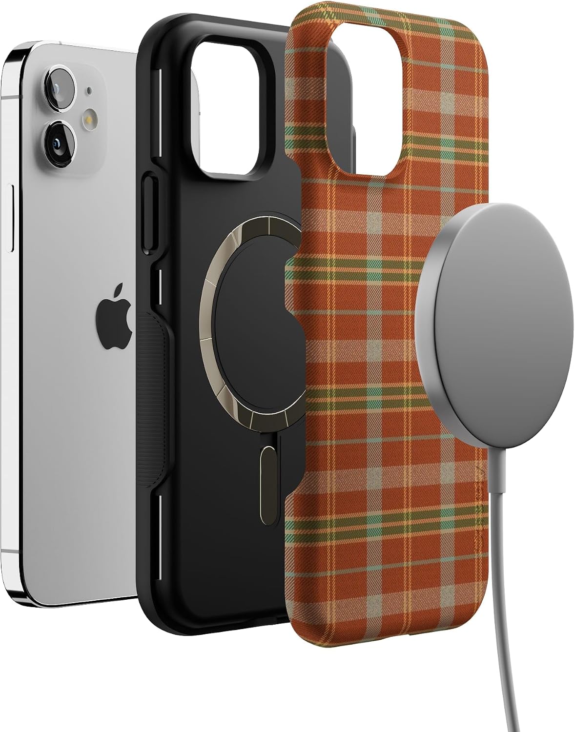 Casely iPhone 12 Mini Case | Spiced Chai | Fall Plaid | Bold Protective Design | MagSafe Compatible Design