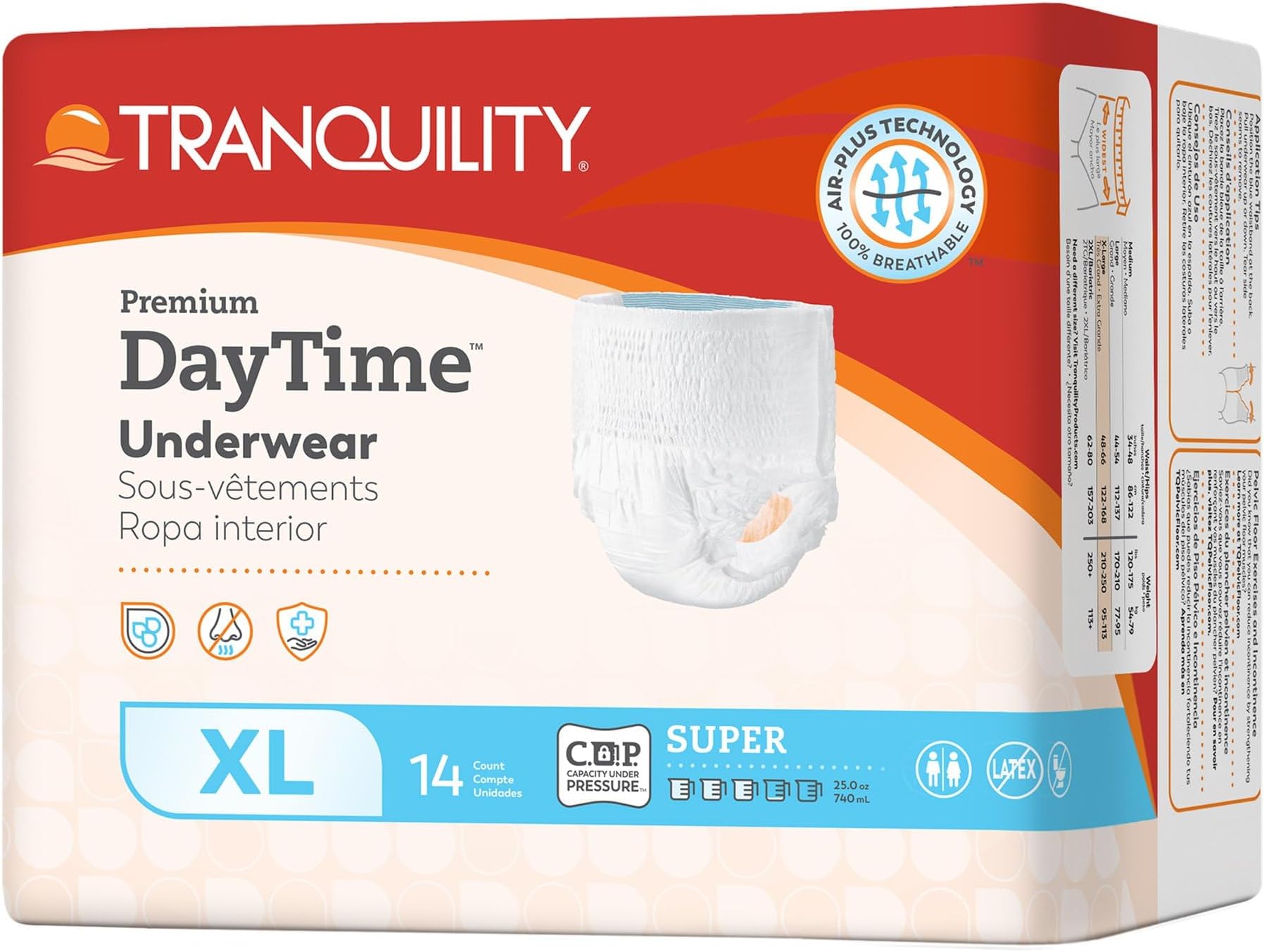 - Tranquility Premium DayTime Disposable Absorbent Underwear (56 Count) - XL, 48-66 in. Waist - Super Absorbency, Breathable All-Day Comfort - Adult Diapers