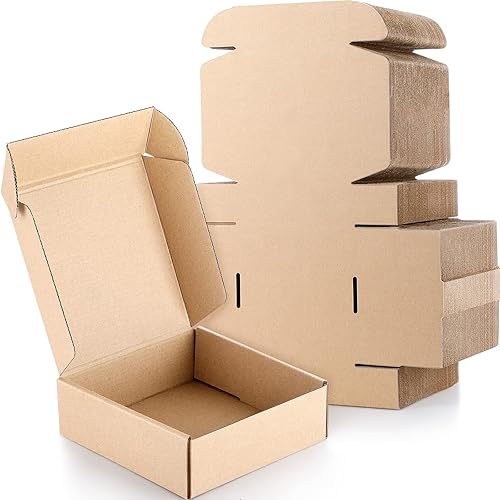 Paquete de 100 cajas de envío de 6 x 6 x 2 pulgadas, cajas de cartón corrugado pequeñas, cajas de correo corrugado de Navidad, caja de mudanza
