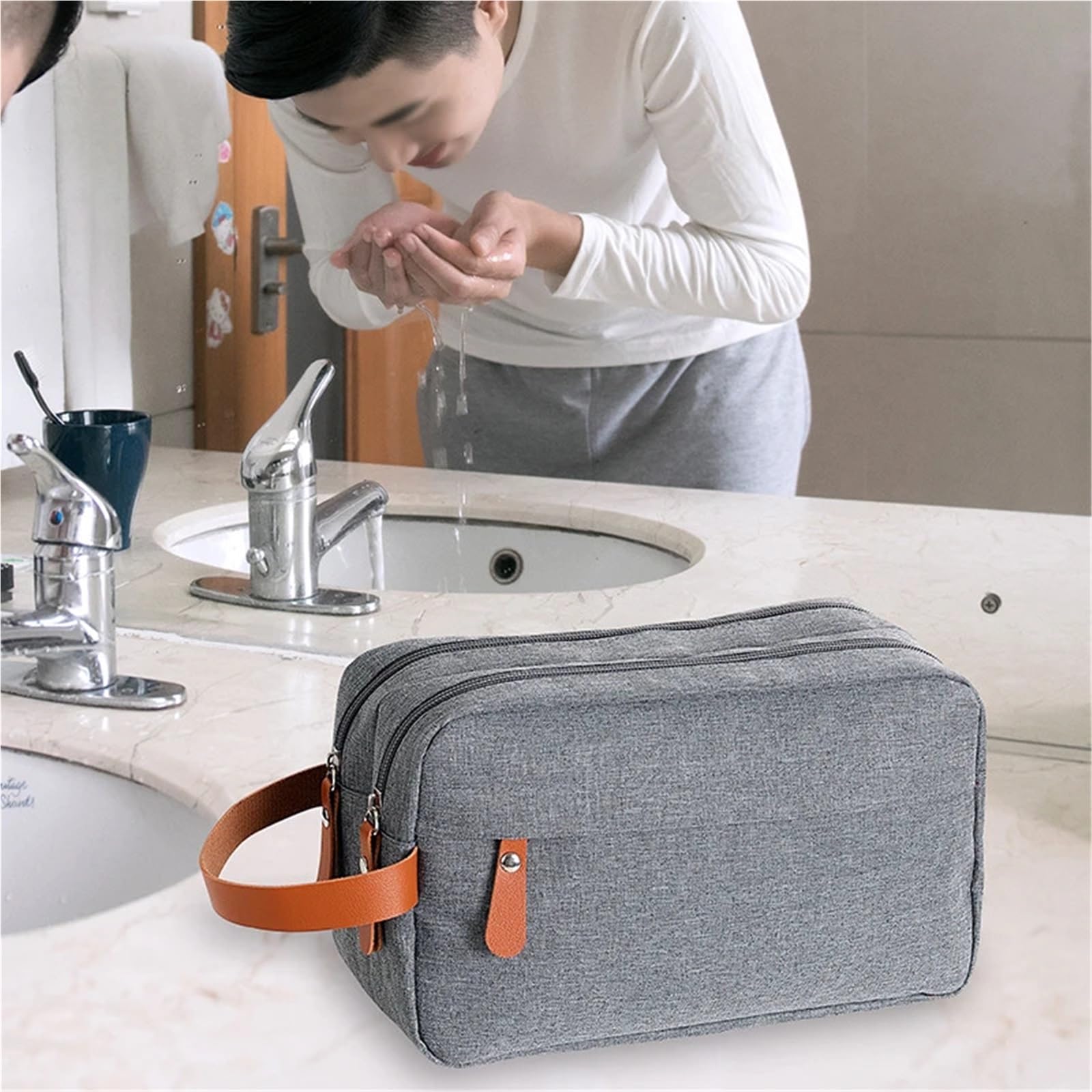 Neceser Bolsa de Aseo Colgante for Hombre, Bolsa de Lona Impermeable, Bolsa de Aseo de Viaje for Hombre, Bolsa organizadora de Almacenamiento de artículos de tocador for Hombre para Hombre(Blue)